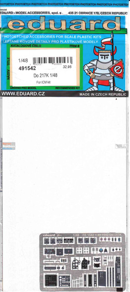 EDU491542 1:48 Eduard Color PE - Do217K Detail Set (ICM kit)