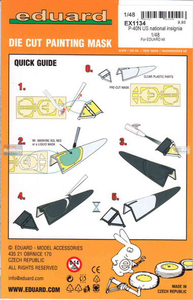EDUEX1134 1:48 Eduard Mask - P-40N Warhawk US National Insignia (EDU kit)