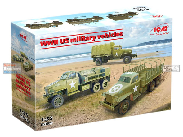 ICMDS3528 1:35 ICM WW2 US Military Vehicles (G7117, US6-U3 Trucks & US6-U5 Tanker)