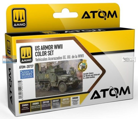 AMMAT20737 AMMO by Mig ATOM Paint Set - WW2 US Armor Color Set