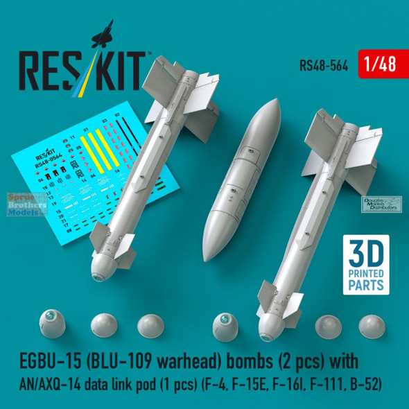 RESRS480564 1:48 ResKit EGBU-15 Bombs with BLU-109 Warhead + AN/AXQ-14 Data Link Pod
