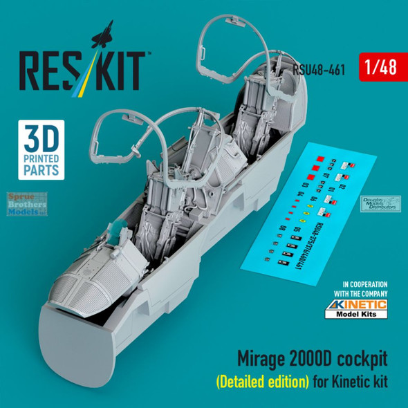 RESRSU480461U 1:48 ResKit Mirage 2000D Cockpit Set (KIN kit) Detailed Edition