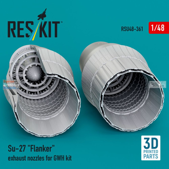 RESRSU480361U 1:48 ResKit Su-27 Flanker Exhaust Nozzles (GWH kit)