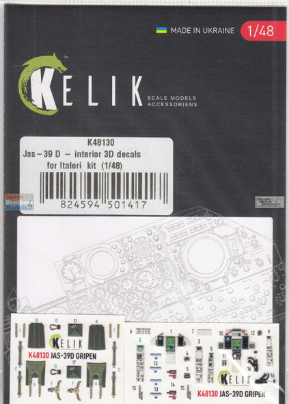 RESK48130K 1:48 ResKit/Kelik 3D Detail Set - JAS-39D Gripen (ITA kit)