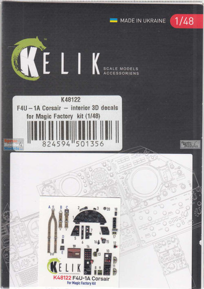 RESK48122K 1:48 ResKit/Kelik 3D Detail Set - F4U-1A Corsair (MGF kit)