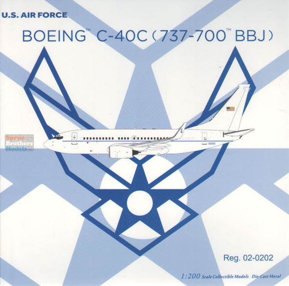 NGM05009 1:200 NG Model US Air Force C-40C (737-700 BBJ) Reg #02-0202 (pre-painted/pre-built)