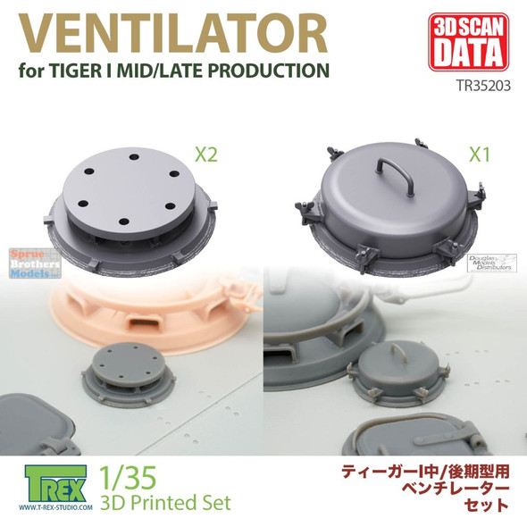 TRXTR35203 1:35 TRex - Ventilator Set for Tiger I Mid/Late