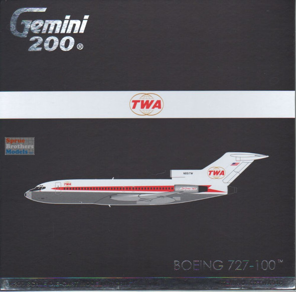 GEMG20946 1:200 Gemini Jets TWA Boeing 727-100 Reg #N851TW (pre-painted/pre-built)