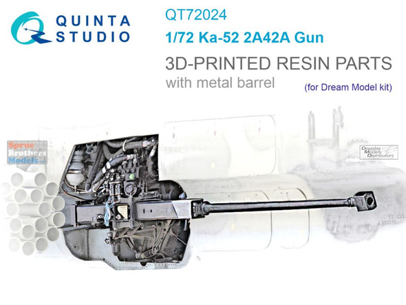 QTSQT72024 1:72 Quinta Studio Ka-52 Hokum 2A42A Gun with Metal Barrel (DRM kit)