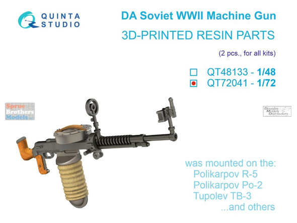 QTSQT72041 1:72 Quinta Studio DA Soviet WW2 Machine Gun Set