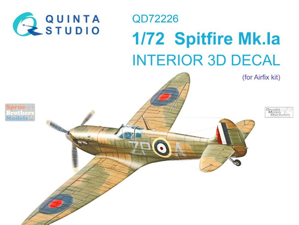 QTSQD72226 1:72 Quinta Studio 3D Decal - Spitfire Mk.Ia (AFX kit)
