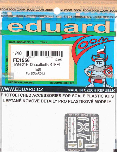 EDUFE1556 1:48 Eduard Color PE - MiG-21F-13 Fishbed Seatbelts (EDU kit)