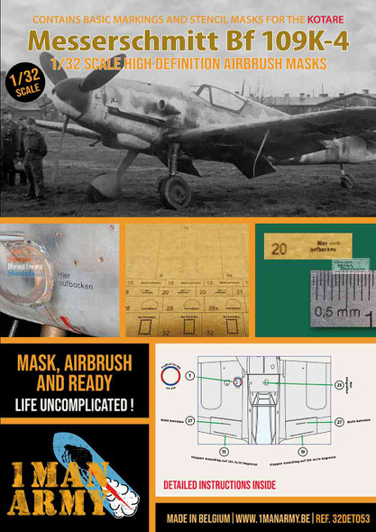 OMA32DET053 1:32 1Man Army Basic Markings & Stencil Masks - Bf109K-4 (KOT kit)