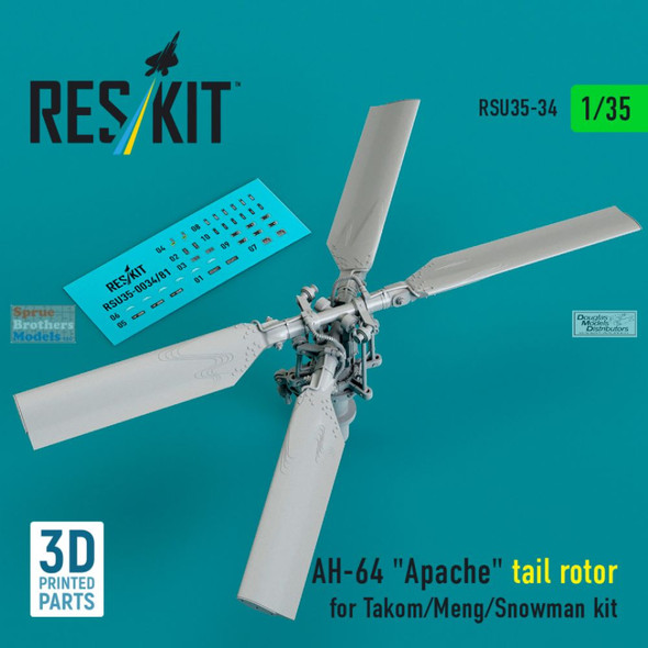 RESRSU35034U 1:35 ResKit AH-64 Apache Tail Rotor (TAK/MNG kit) RESRSU35034U 1:35 ResKit AH-64 Apache Tail Rotor (TAK/MNG kit)