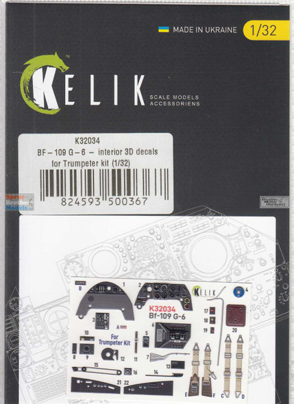 RESK32034K 1:32 ResKit/Kelik 3D Interior Set - Bf109G-6 (TRP kit)