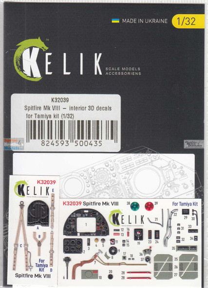 RESK32039K 1:32 ResKit/Kelik 3D Interior Set - Spitfire Mk.VIII (TAM kit)