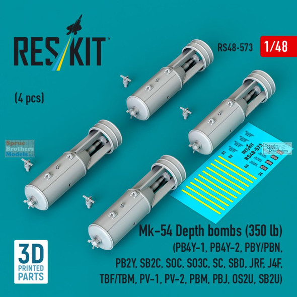 RESRS480573 1:48 ResKit Mk.54 (350lb) Depth Bomb Set