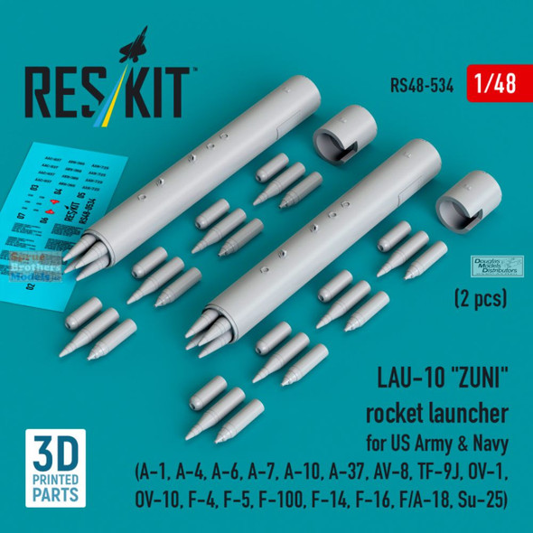 RESRS480534 1:48 ResKit LAU-10 Zuni Rocket Launcher Set (for US Army & Navy)
