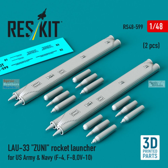 RESRS480599 1:48 ResKit LAU-33 Zuni Rocket Launcher Set (for US Army & Navy)