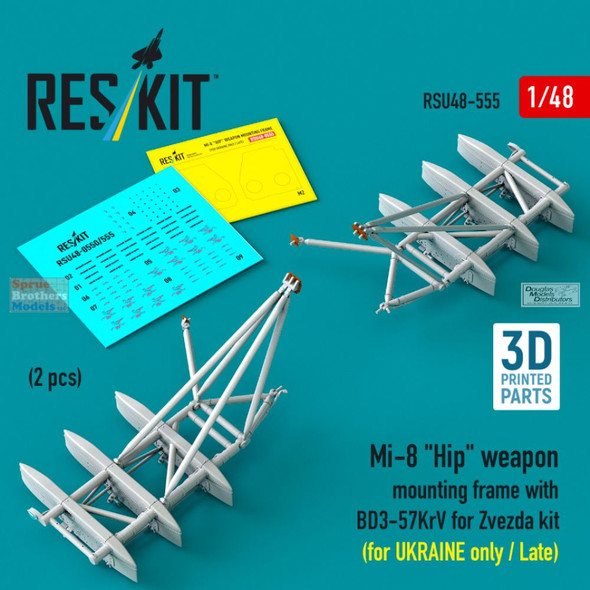 RESRSU480555U 1:48 ResKit Mi-8 Hip Weapon Mounting Frame with BD3-57KRV (ZVE kit) [Ukraine Late]