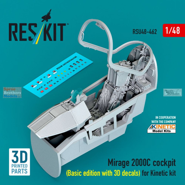 RESRSU480462U 1:48 ResKit Mirage 2000C Cockpit Set Basic Edition (KIN kit)