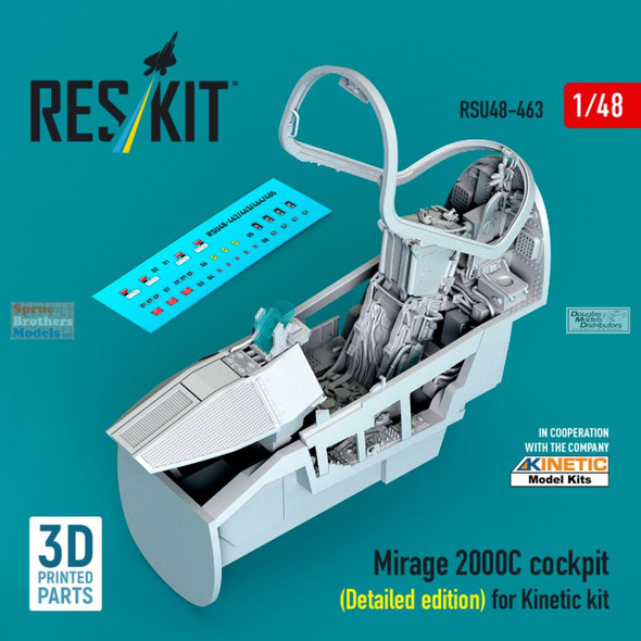 RESRSU480463U 1:48 ResKit Mirage 2000C Cockpit Set Detailed Edition (KIN kit)