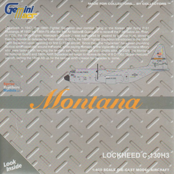 GEMGM151 1:400 Gemini Jets Lockheed C-130H3 Hercules Reg #96-7325 Montana ANG (pre-painted/pre-built)
