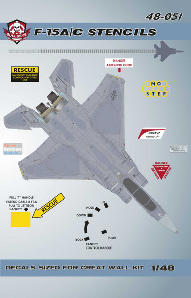 BMA48051 1:48 Bullseye Model Aviation Decals - F-15A F-15C Eagle Stencils