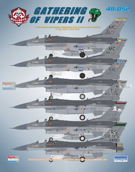 BMA48052 1:48 Bullseye Model Aviation Decals - 'Gathering of  Vipers II' (F-16C F-16CG F-16D Falcon)
