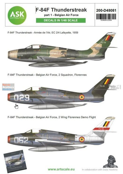 ASKD48081 1:48 ASK/Art Scale Decals - F-84F Thunderstreak Part 1 - Belgian Air Force