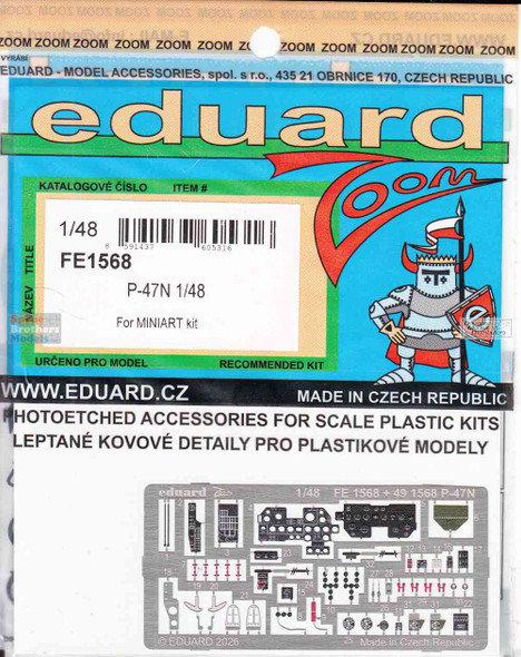 EDUFE1568 1:48 Eduard Color Zoom PE - P-47N Thunderbolt (MIA kit)