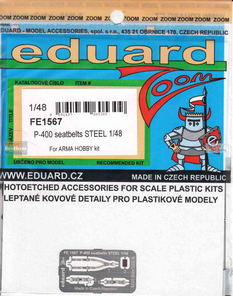 EDUFE1567 1:48 Eduard Color Zoom PE - P-400 Airacobra Seatbelts (ARM kit)