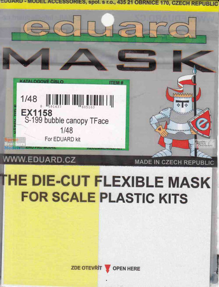 EDUEX1158 1:48 Eduard Mask - Avia S-199 Bubble Canopy TFACE (EDU kit)