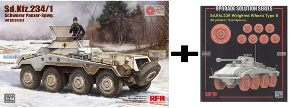 RFMRM5154C 1:35 Rye Field Model Sd.Kfz.234/1 Schwerer Panzer-Spwg [Interior Kit] + Weighted Wheels Set Type B