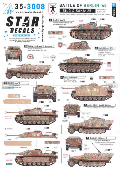 SRD353008 1:35 Star Decals Battle of Berlin '45 #4: StuG & Sd.Kfz.251