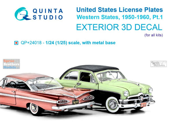 QTSQP24018R 1:24 Quinta Studio 3D Decal - US License Plates: Western States Part 1 1950-1960