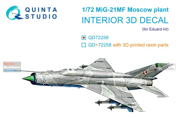 QTSQD72256 1:72 Quinta Studio 3D Decal - MiG-21MF Fishbed [Moscow Plant] (EDU kit)