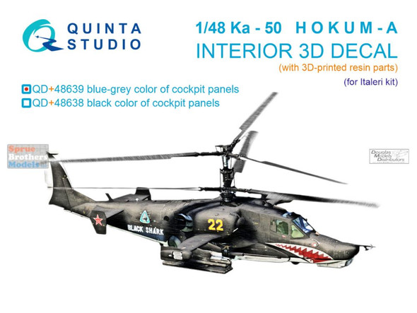 QTSQD48639R 1:48 Quinta Studio 3D Decal - Ka-50 Hokum-A [blue-grey] + Resin (ITA kit)