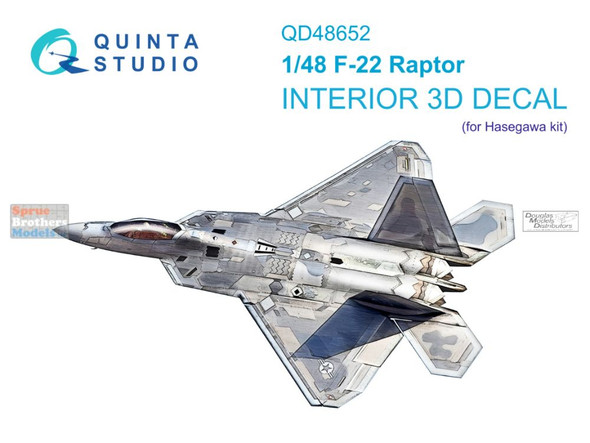 QTSQD48652 1:48 Quinta Studio 3D Decal - F-22 Raptor (HAS kit)