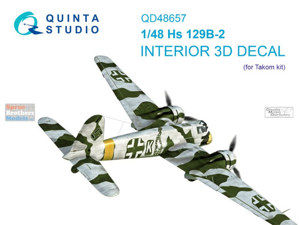 QTSQD48657 1:48 Quinta Studio 3D Decal - Hs129B-2 (TAK kit)