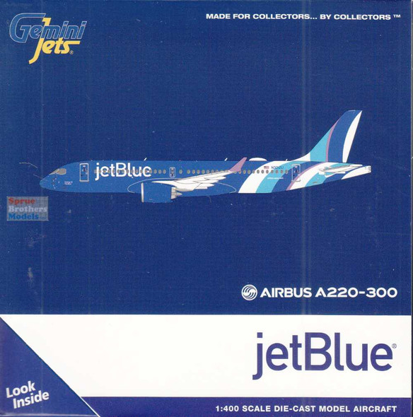 GEMGJ2338 1:400 Gemini Jets jetBlue Airbus A220-300 Reg #N3241J 'Taming of the Blue' (pre-painted/pre-built)
