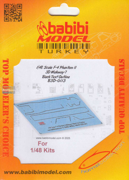 BBBB3D0113 1:48 Babibi Model 3D Detail Set - F-4 Phantom II Walkways Version 7 Black Text Outline