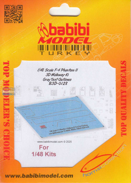 BBBB3D0128 1:48 Babibi Model 3D Detail Set - F-4 Phantom II Walkways Version 10 Gray Text Outlines