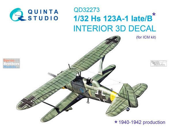 QTSQD32273 1:32 Quinta Studio 3D Decal - Hs123A-1 Late / Hs123B (ICM kit)