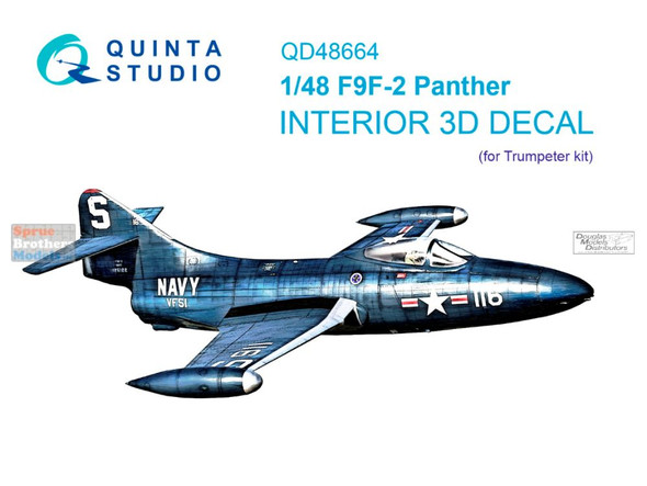 QTSQD48664 1:48 Quinta Studio 3D Decal - F9F-2 Panther (TRP kit)