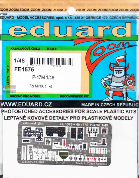 EDUFE1575 1:48 Eduard Color Zoom PE - P-47M Thunderbolt (MIA kit)