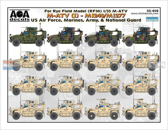 AOA35010 1:35 AOA Decals - M-ATVs #1: M1240/M1277 US Air Force, Marines, Army & National Guard