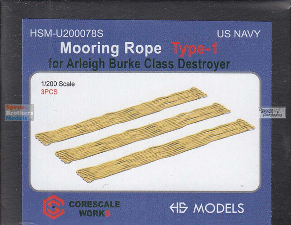 HSMU200078U 1:200 HS Models Mooring Rope Type 1 for Arleigh Burke Class Destroyer
