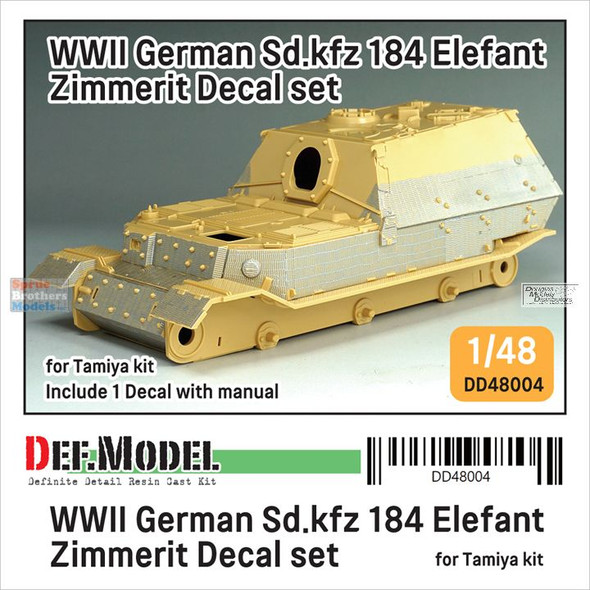 DEFDD48004 1:48 DEF Decal - Sd.Kfz.184 Elefant Zimmerit Coating Water Slide Decal Sheet