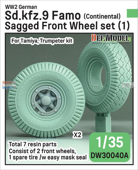 DEFDW30040A 1:35 DEF Model German Sd.Kfz.9 FAMO Sagged Front Wheel Set